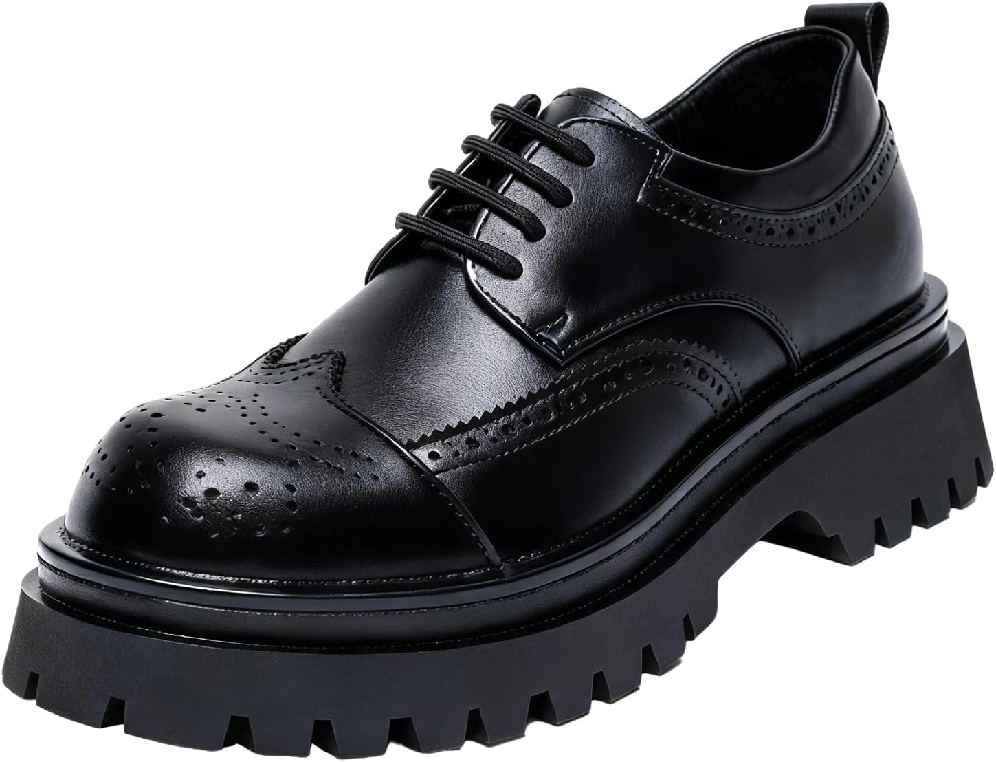 

Мужские деловые оксфорды с крыльями и брогированием, классический круглый носок, подошва с протектором, нескользящая, на платформе, туфли дерби для формальной работы, свадьбы и вечеринок Nxnbhsl, черный