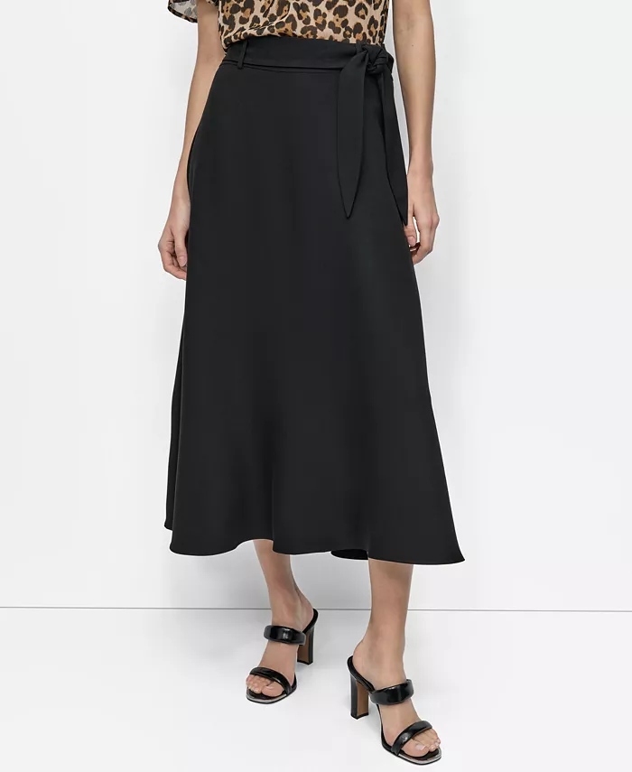 

Женская юбка миди с завязкой на талии DKNY, черный