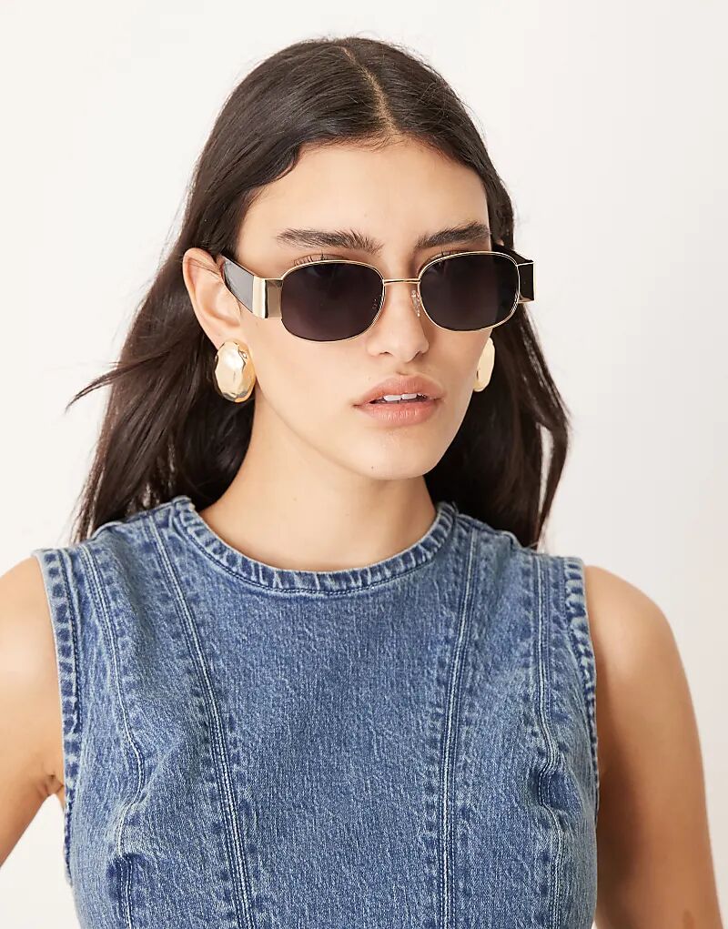 

Солнцезащитные очки ASOS DESIGN в круглой металлической оправе с широкими дужками и дымчатыми линзами