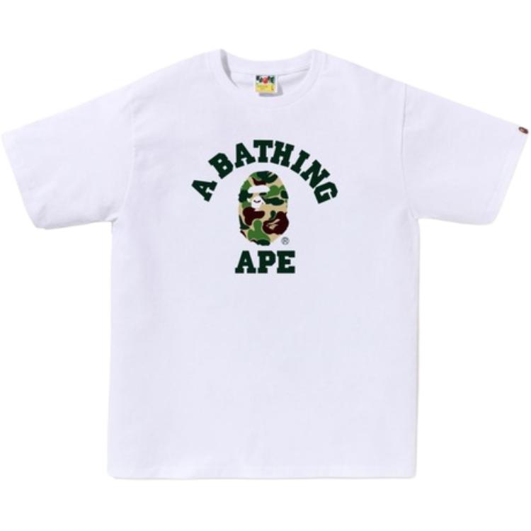 

Футболка Bape Abc Camo College Tee SS25 A Bathing Ape, белый зеленый