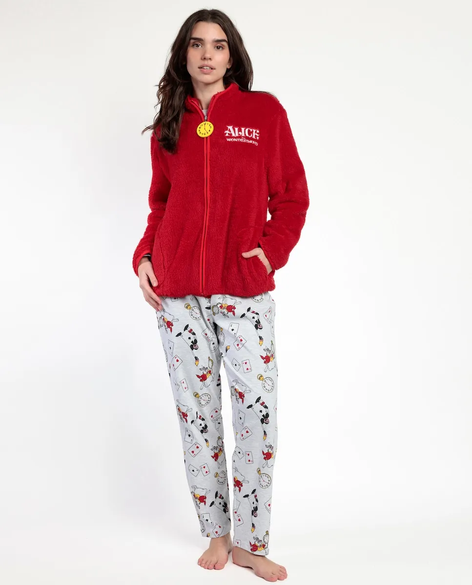 

Женский халат с длинными рукавами из теплой ткани красного цвета Disney