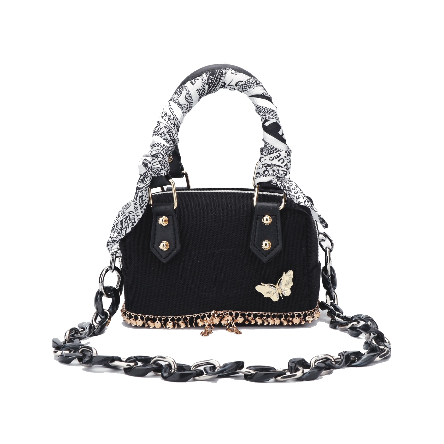 

DIOR Golden Spirit, декор с 3D-эффектом, бабочка, винтажная современная черная джинсовая сумка