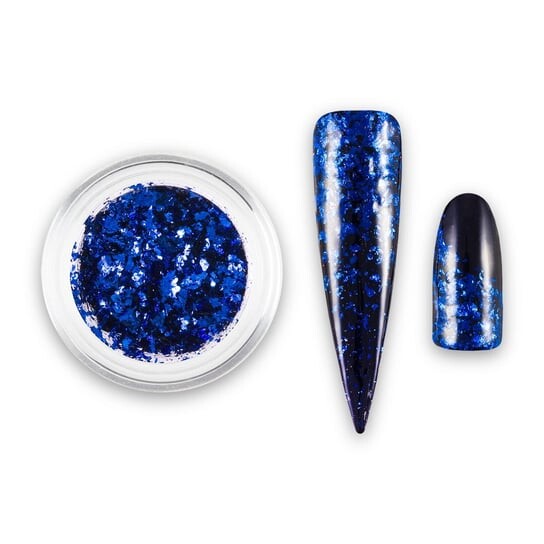 АЛЮМИНИЕВЫЕ хлопья для декора Platinum Flake цвет № 6 DARLING BLUE (cb05) - баночка 3мл + кукла, AllePaznokcie — фото 2