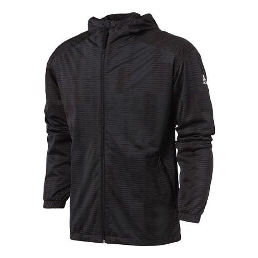 

Куртка adidas Sports Training Reflective Printing hooded Knit Jacket Black, черный
