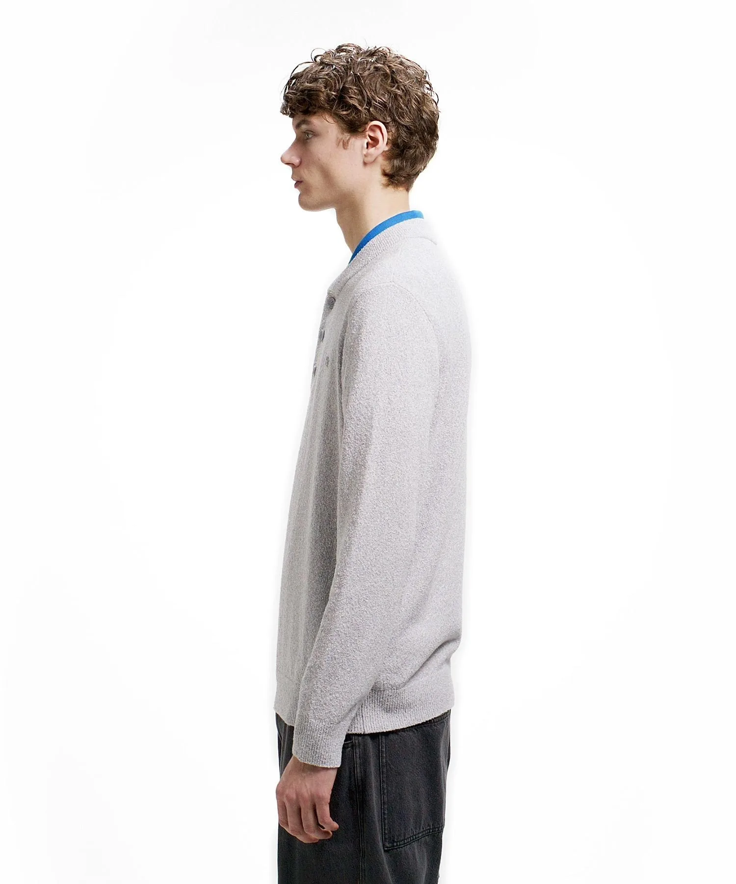 Вязаный свитер Хенли из букле LACOSTE, Gray — фото 4