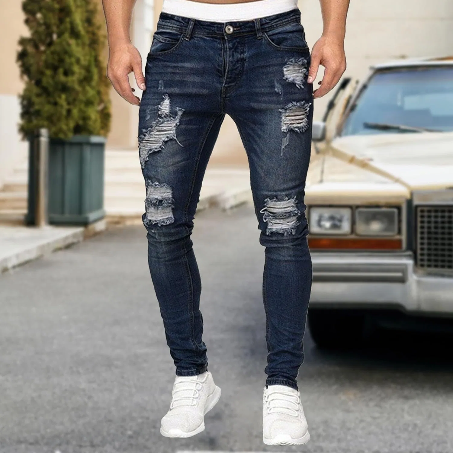 Джинсы скинни Slim Fit, темно-синий — фото 2
