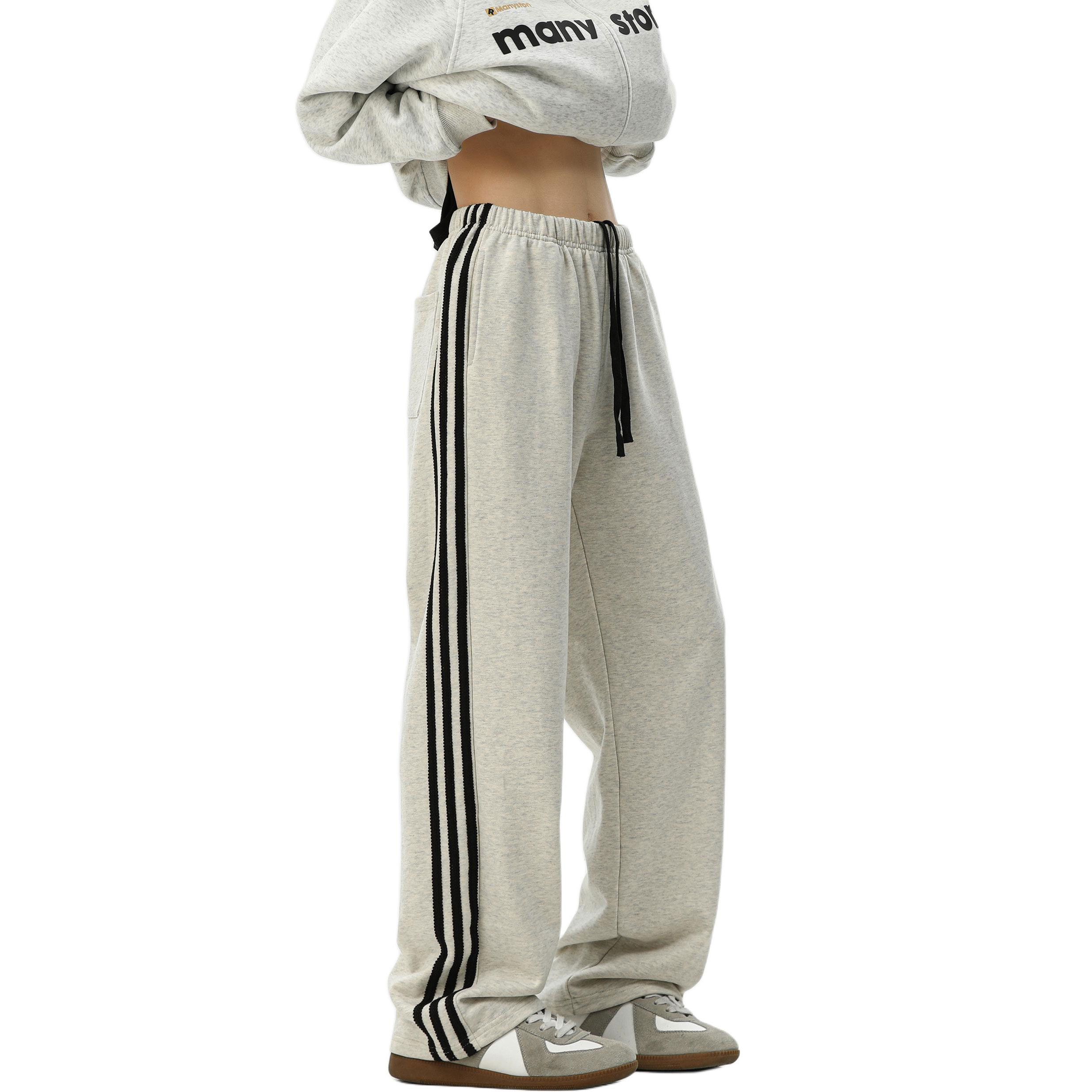 

Повседневные брюки Unisex тонкие прямого кроя ZIAREL, белый heather серый