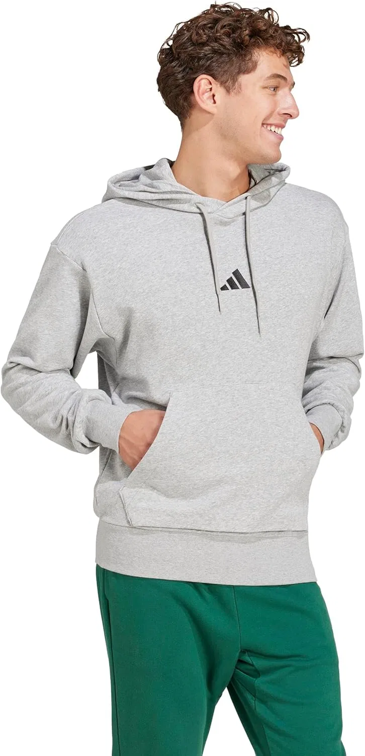 Худи мужское adidas Feelcozy French Terry, Medium Grey Heather/Black — фото 3
