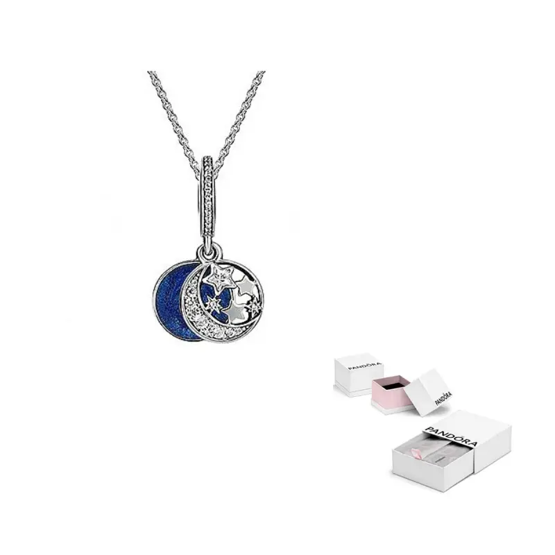 

Pandora Комплект из колье и ожерелья из серебра 925 пробы с кубическим цирконием, женское, голубое