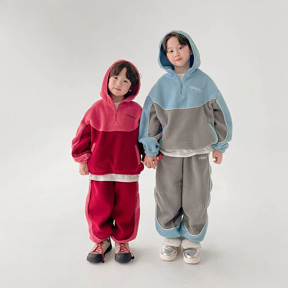 Детский спортивный костюм Icon Block Fleece из полиэстера, оверсайз, розовый