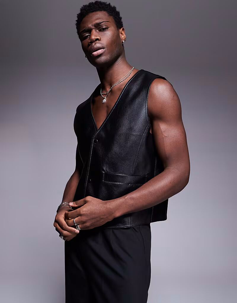 

Жилет из искусственной кожи ASOS DESIGN черного цвета