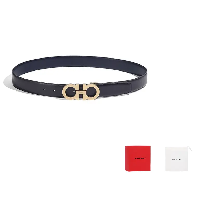 

Ferragamo Мужской кожаный ремень из коровьей кожи черный шириной 3.5 см, Black