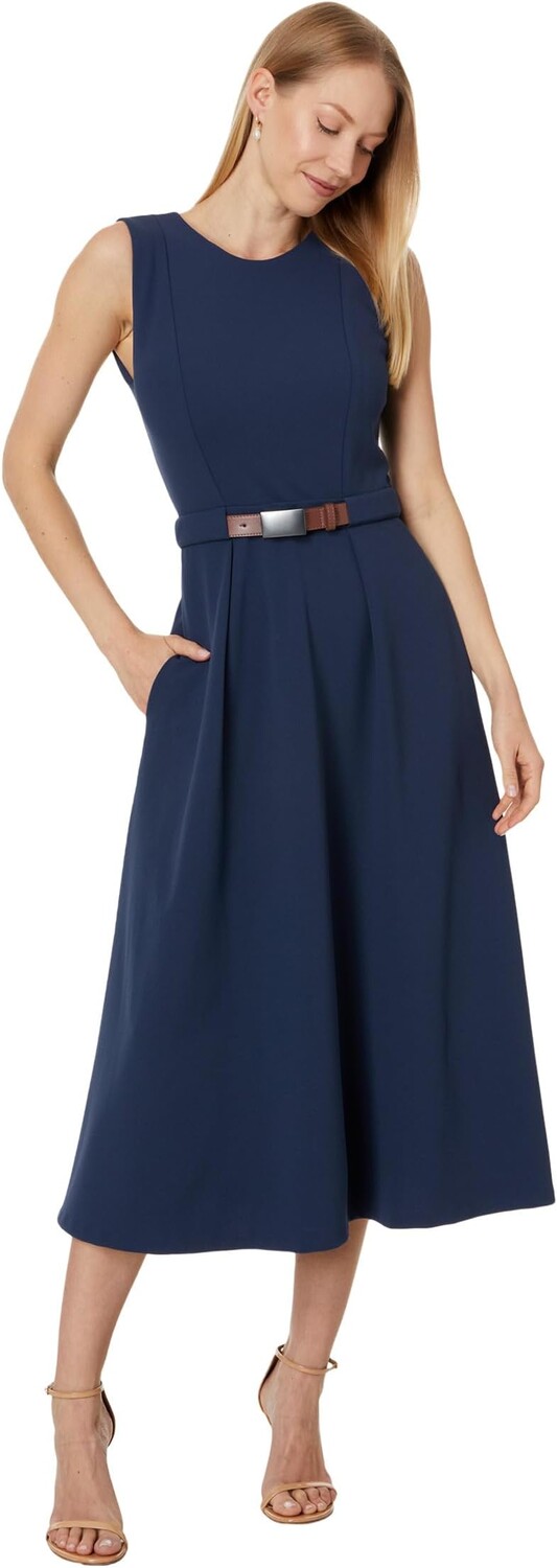 

Платье Calvin Klein A-Line Midi with Belt, цвет Academy