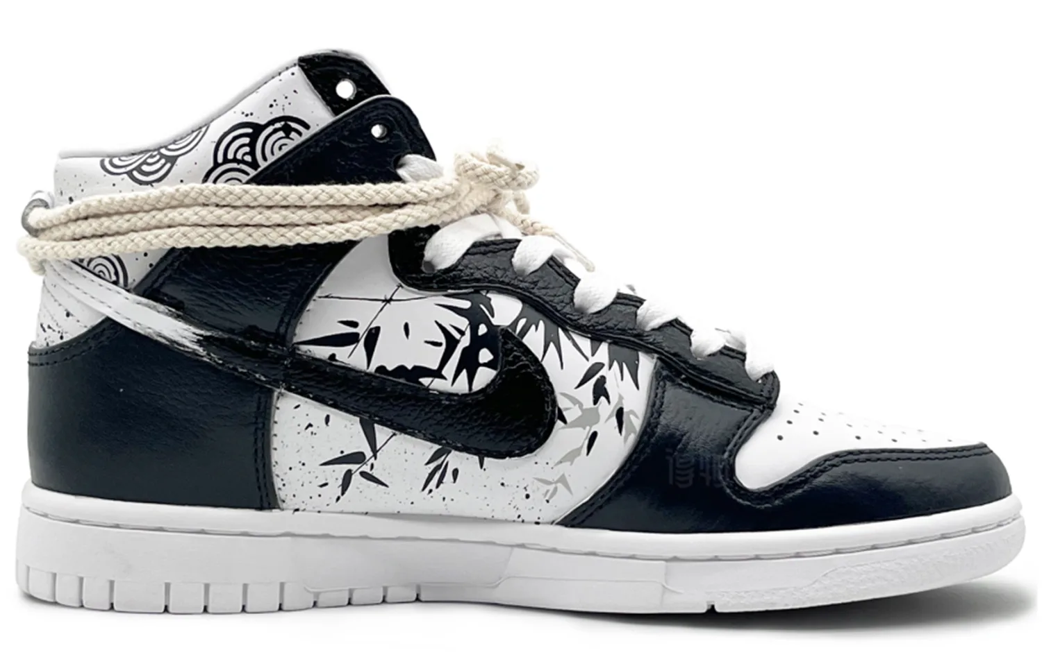 Nike Dunk High EIGHT% Bamboo Dye Slip Resistant легкие высокие кроссовки для скейтбординга Unisex черный белый — фото 3