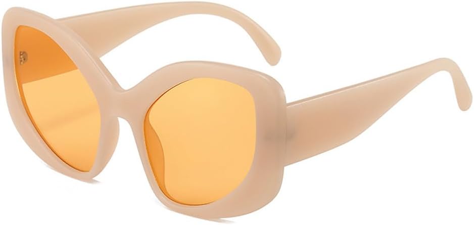 

Модные солнцезащитные очки большого размера «кошачий глаз» для женщин, защита от ультрафиолета UV400, ретро-очки для мужчин, матовые, конфетного цвета TKKTLLT, Beige Pink Orange