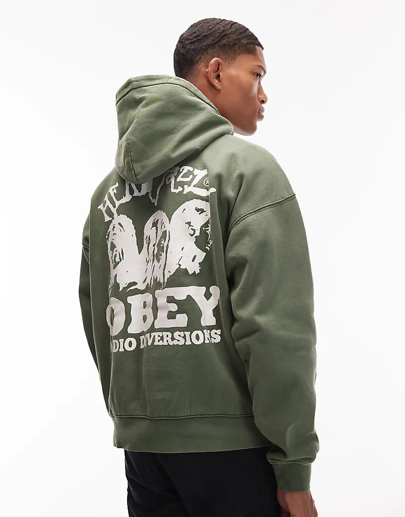 

Толстовка свободного кроя Obey Head Jazz с выцветшим зелёным оттенком