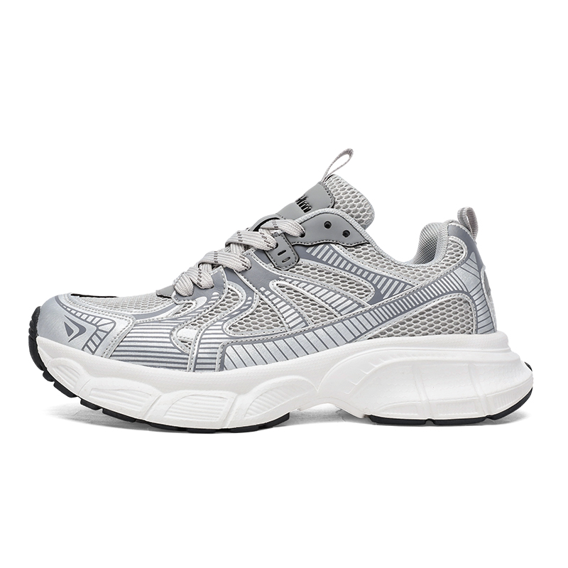 

TT&MM Амортизирующие, износостойкие, дышащие, легкие, увеличивающие рост низкие массивные кроссовки Unisex бело-серебристые, цвет White Silver