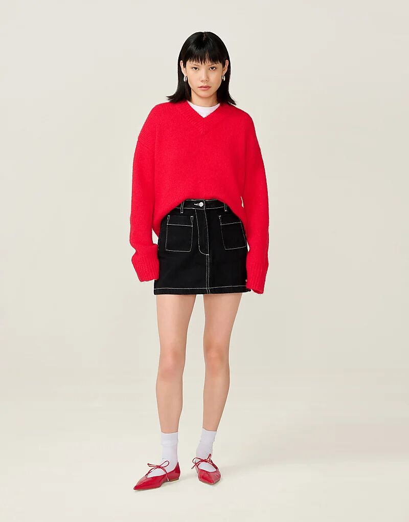 

Мини-юбка Omnes Skirts keyes из хлопка черного цвета