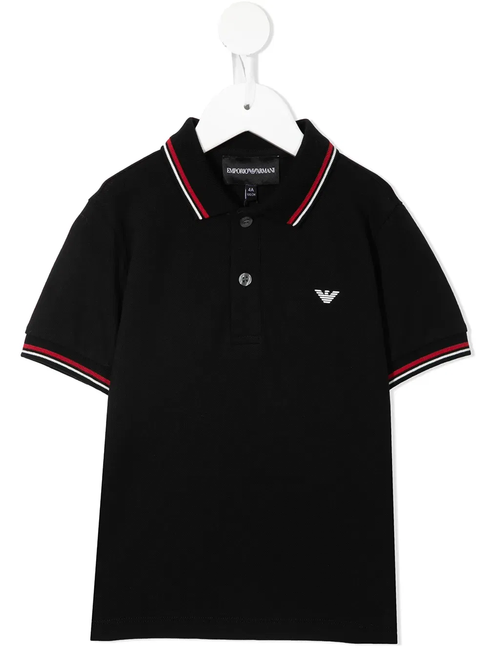 Поло с полосатой каймой Emporio Armani Kids, черный