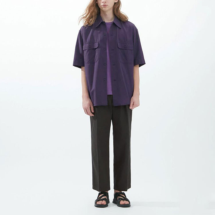 U Коллекция Рубашка Унисекс Фиолетовый Uniqlo, темно-фиолетовый — фото 3