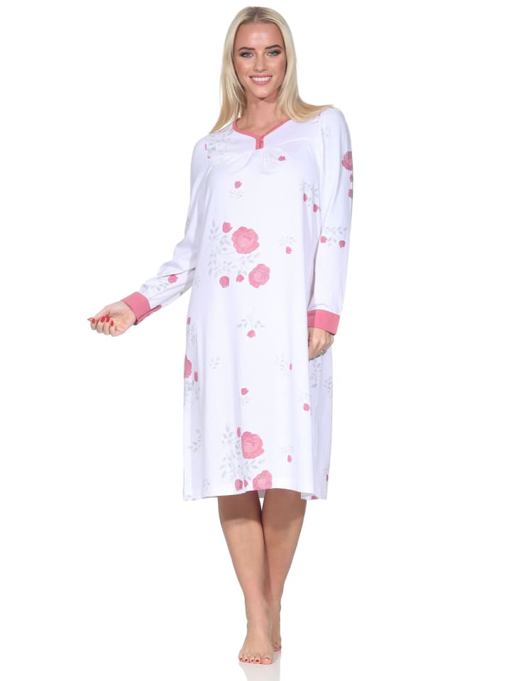 

Ночная рубашка с длинными рукавами, классический дизайн, розовый цвет. NORMANN