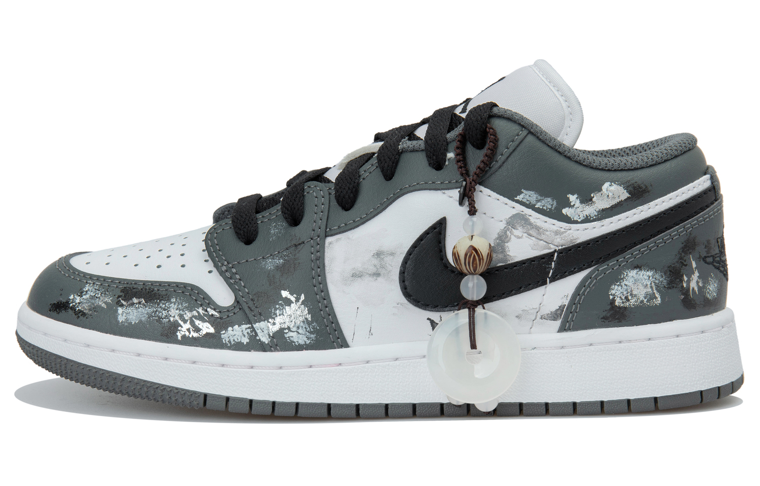 

Air 1 Low top детские баскетбольные кроссовки для подростков Jordan, черный/белый/зеленый