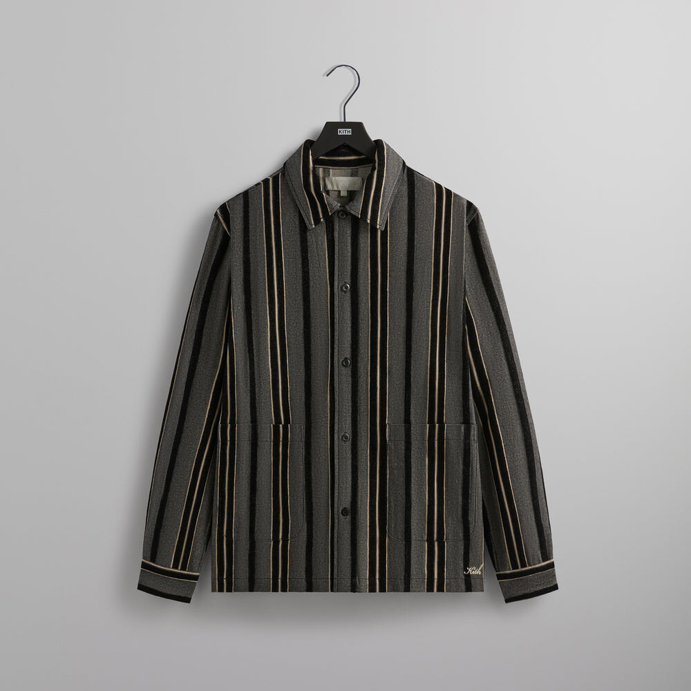 

Куртка Kith Striped Flannel Boxy Collared Overshirt, черный