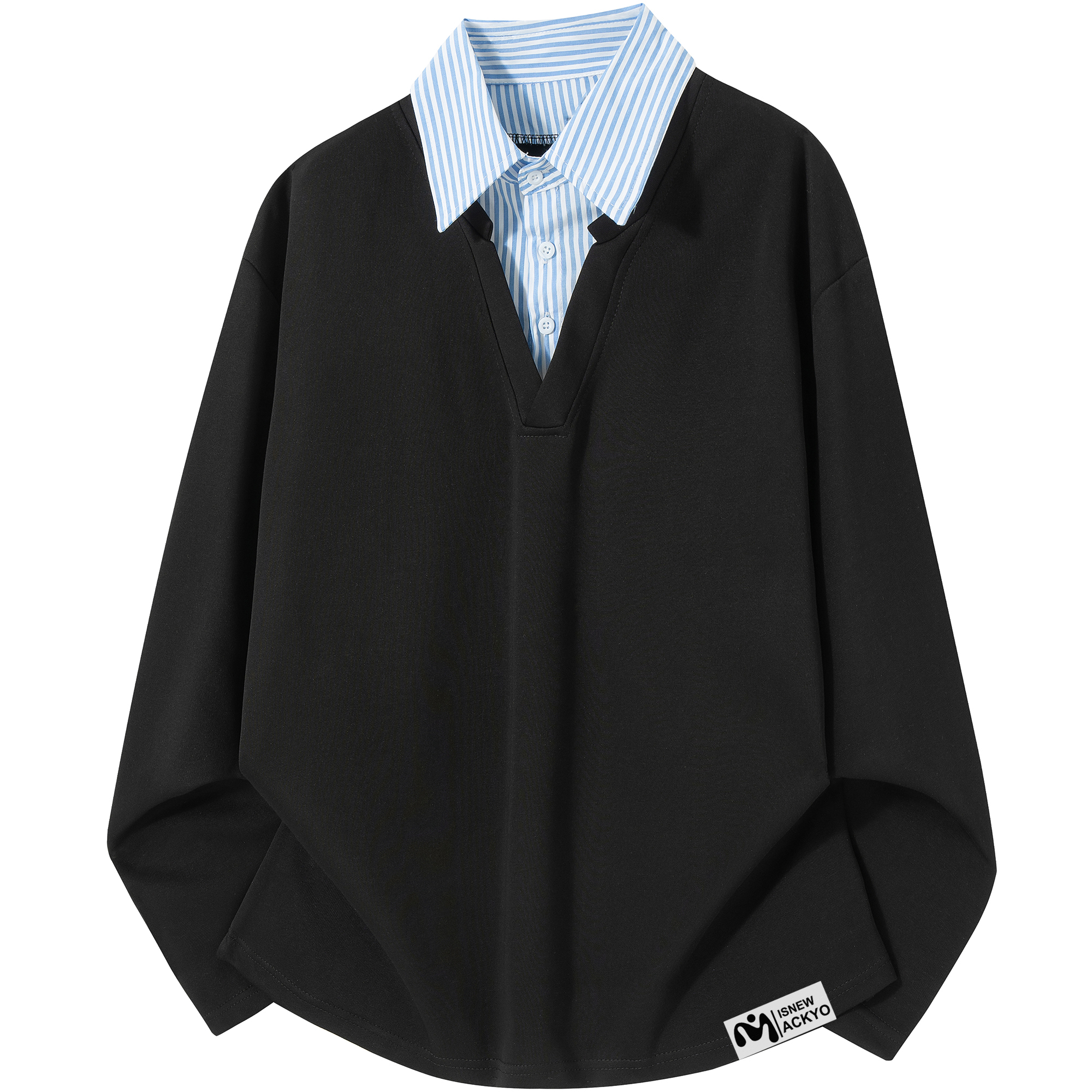 

Свитшот Unisex Lapel Thickened Mock Two Piece Mackyo, черный [fleece-lined and thickened]