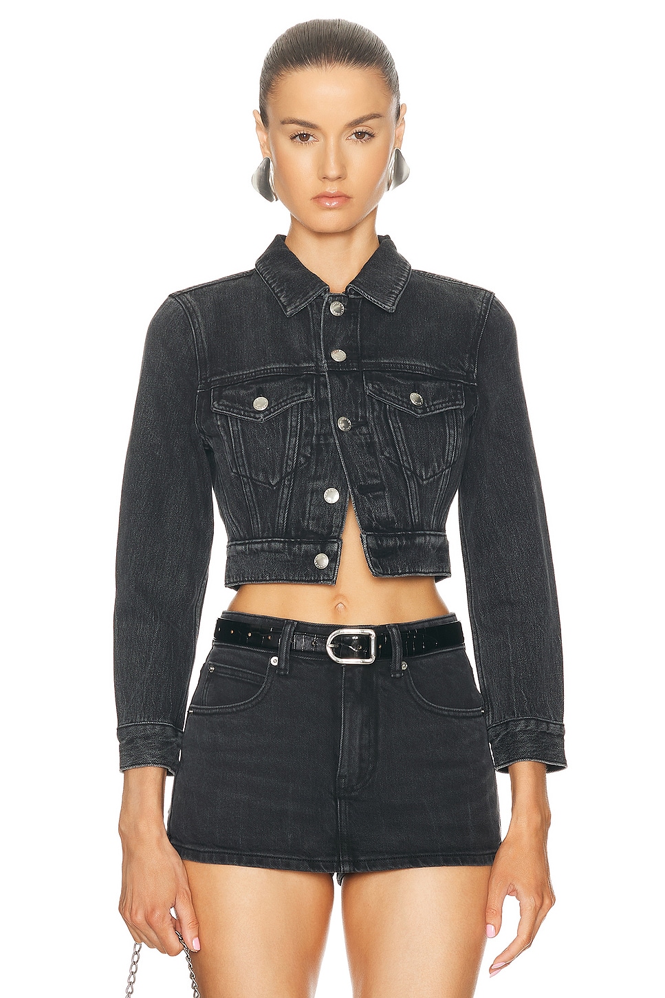 

Усохшая куртка дальнобойщика Alexander Wang, цвет Grey Aged