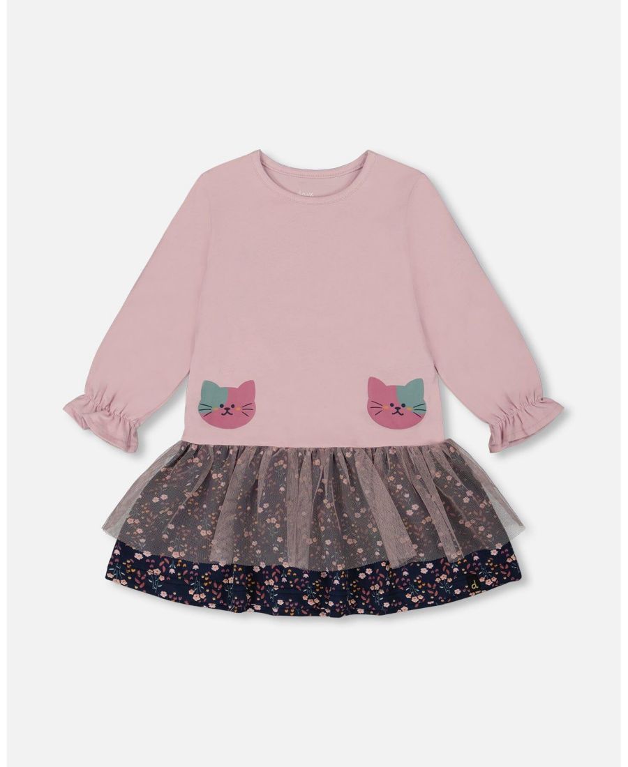 

Детское платье для девочки из двух материалов, пыльно-розового цвета - Baby Deux par Deux, Dusty pink