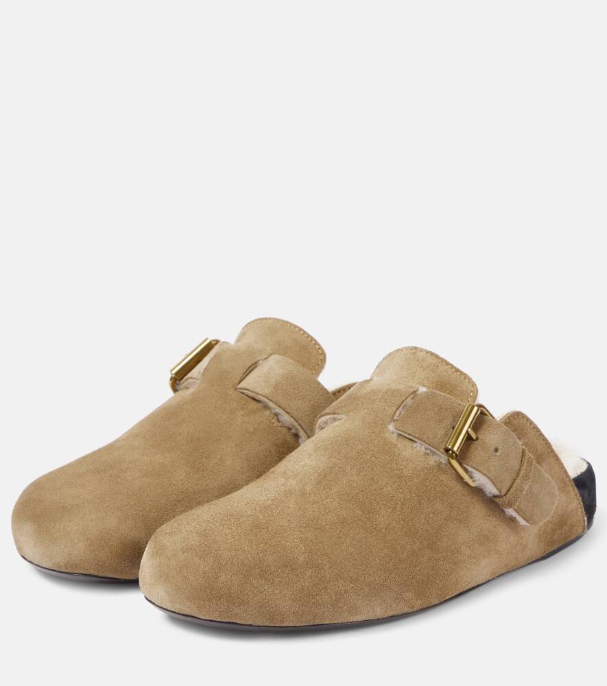 Mirvin замшевые клоги с подкладкой из овчины Isabel Marant, Taupe — фото 4