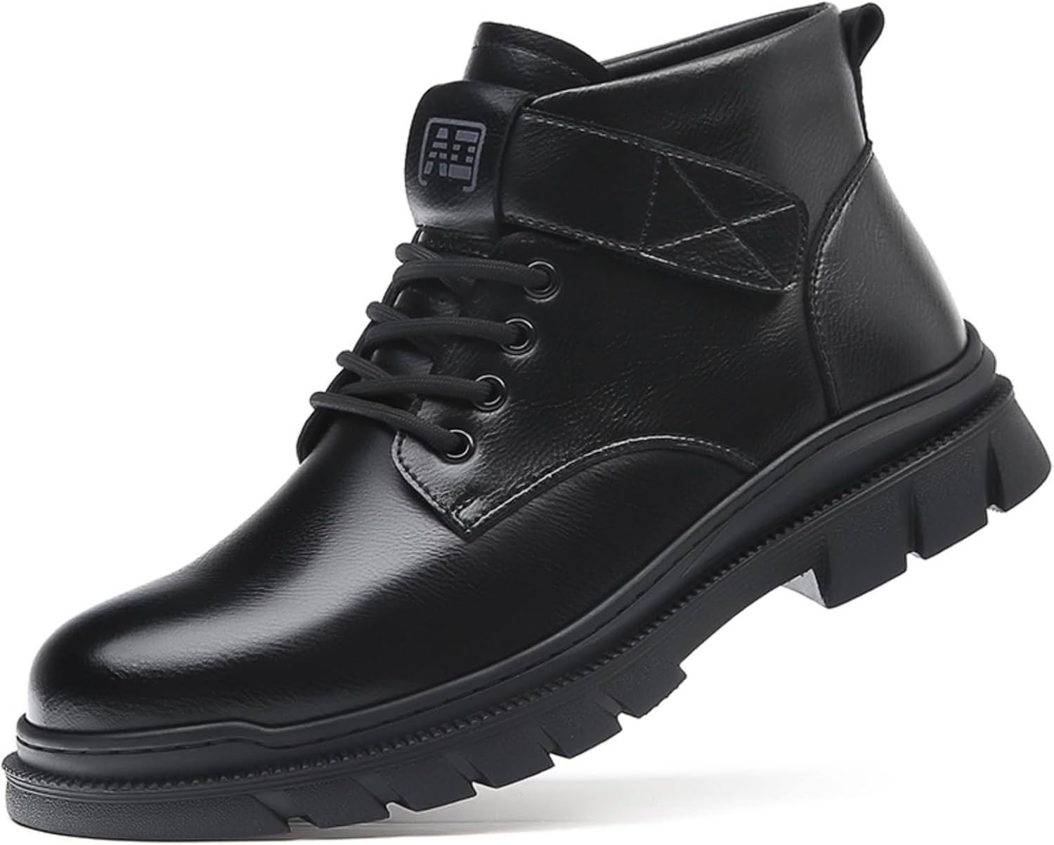 

Мужские натуральные кожаные повседневные ботинки Chukka Ankle, массивные платформенные комфортные шнуровки, ботинки с круглым носком, легкая нескользящая подошва для ходьбы, работы на свежем воздухе, походов, повседневной ношения Yrzhgdl, черный