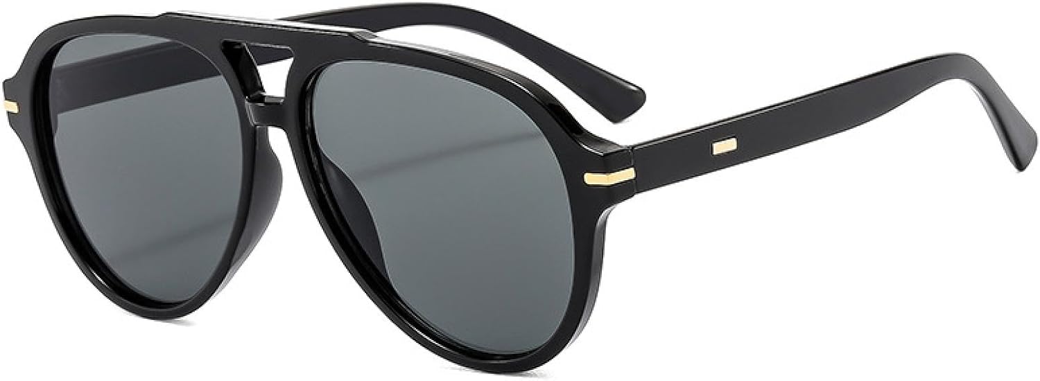 

Ретро-солнцезащитные очки с увеличенными двойными перемычками для женщин, модные градиентные очки с защитой от УФ-излучения для мужчин, трендовые солнцезащитные очки с заклепками VVTWSSW, Black Gray