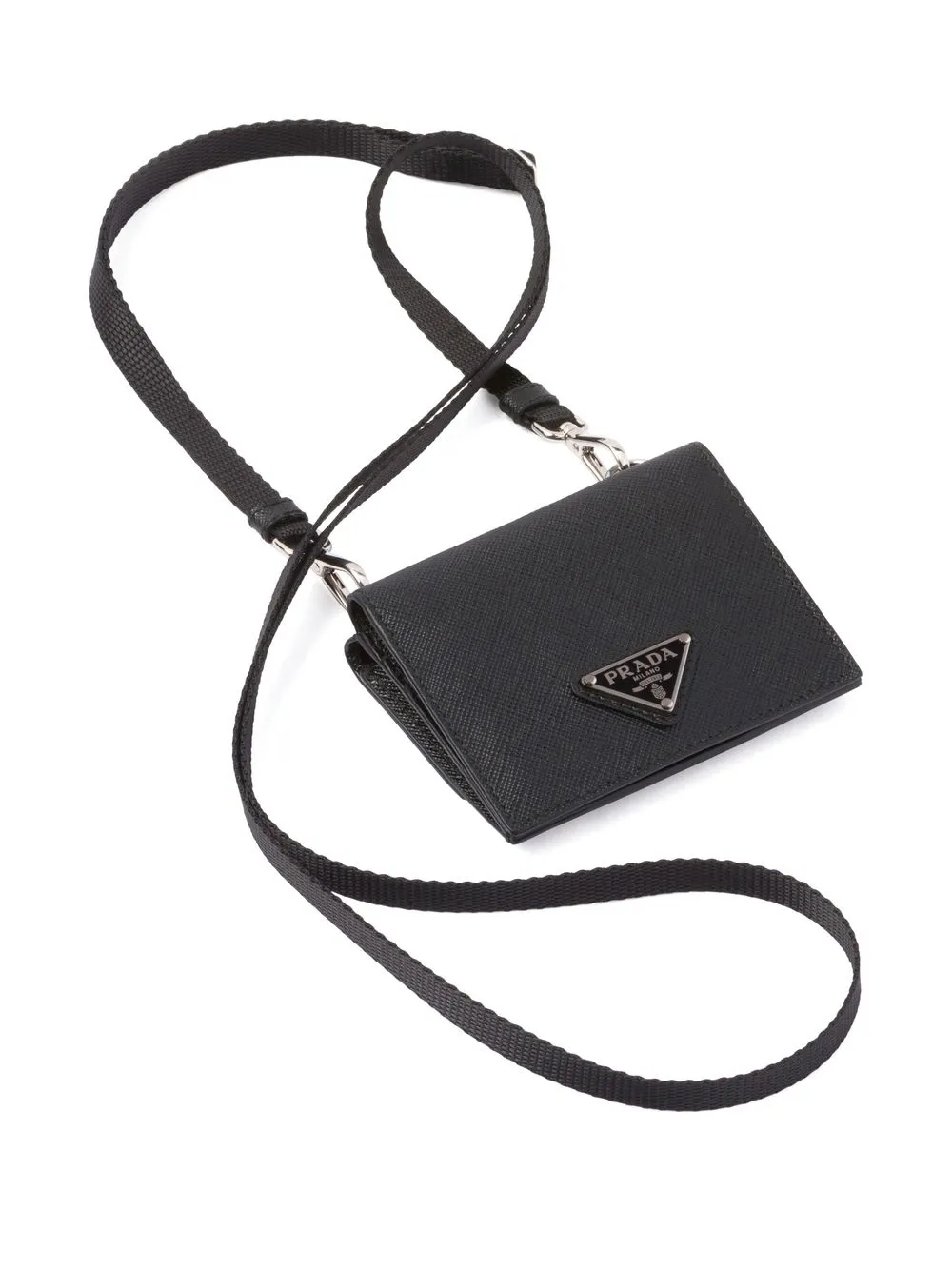 

Картхолдер из сафьяновой кожи Prada, черный