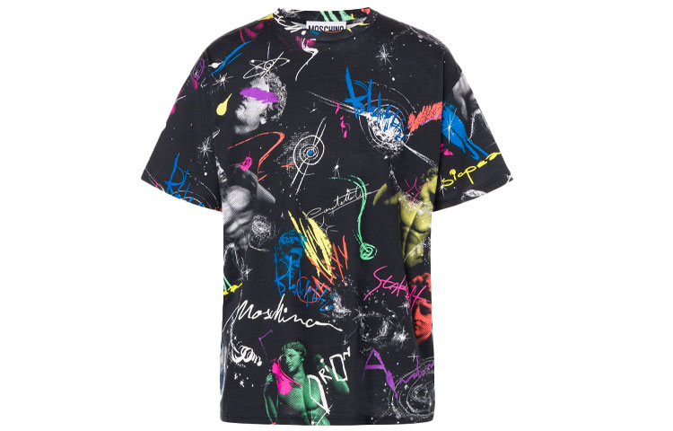 

MOSCHINO Футболка мужская черная, Черный, MOSCHINO Футболка мужская черная