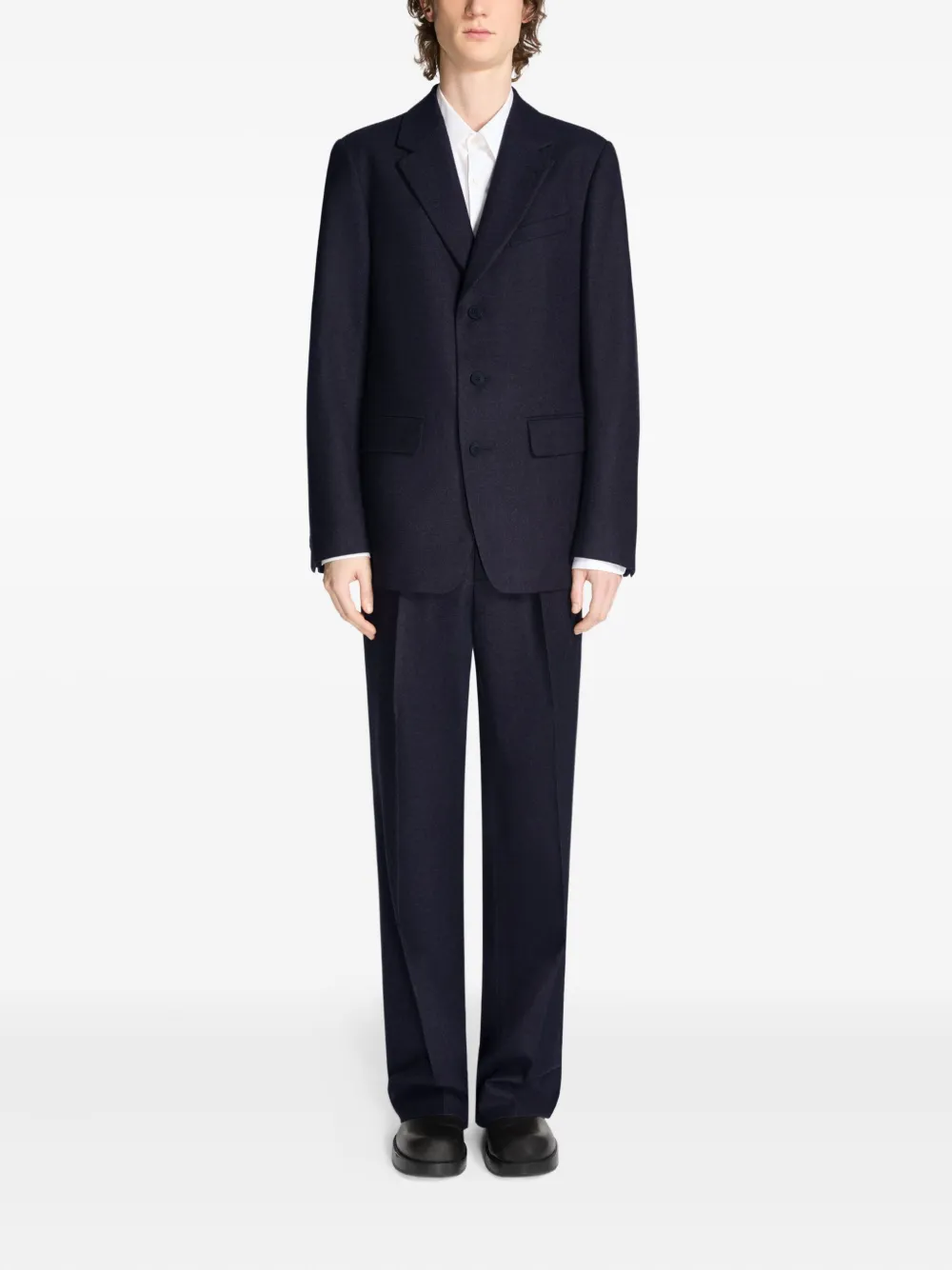 Шерстяной костюм с однобортным пиджаком DRIES VAN NOTEN, черный — фото 2