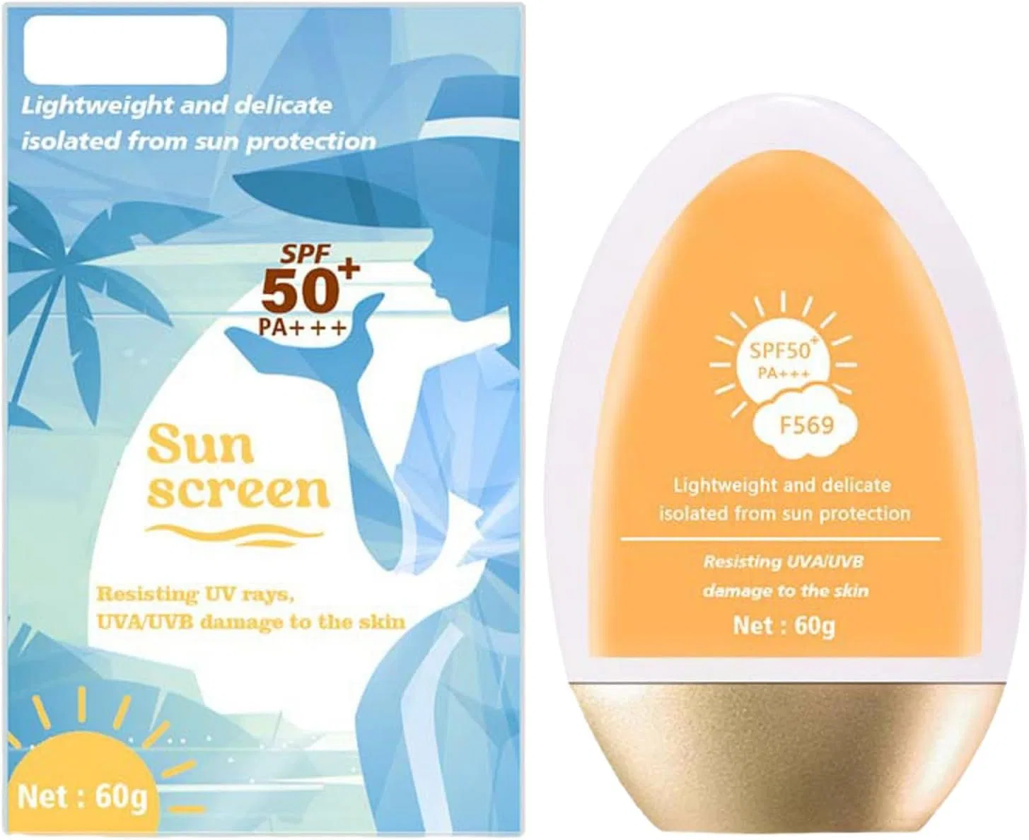 Солнцезащитный крем для тела легкий матирующий SPF 50+ Generic 60 г голубой