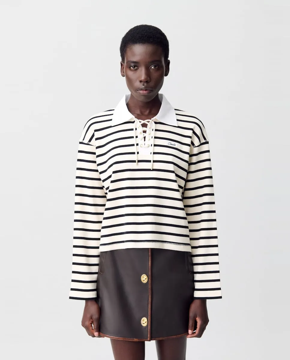 

Женская футболка в морскую полоску с отложным воротником Claudie Pierlot, многоцветный