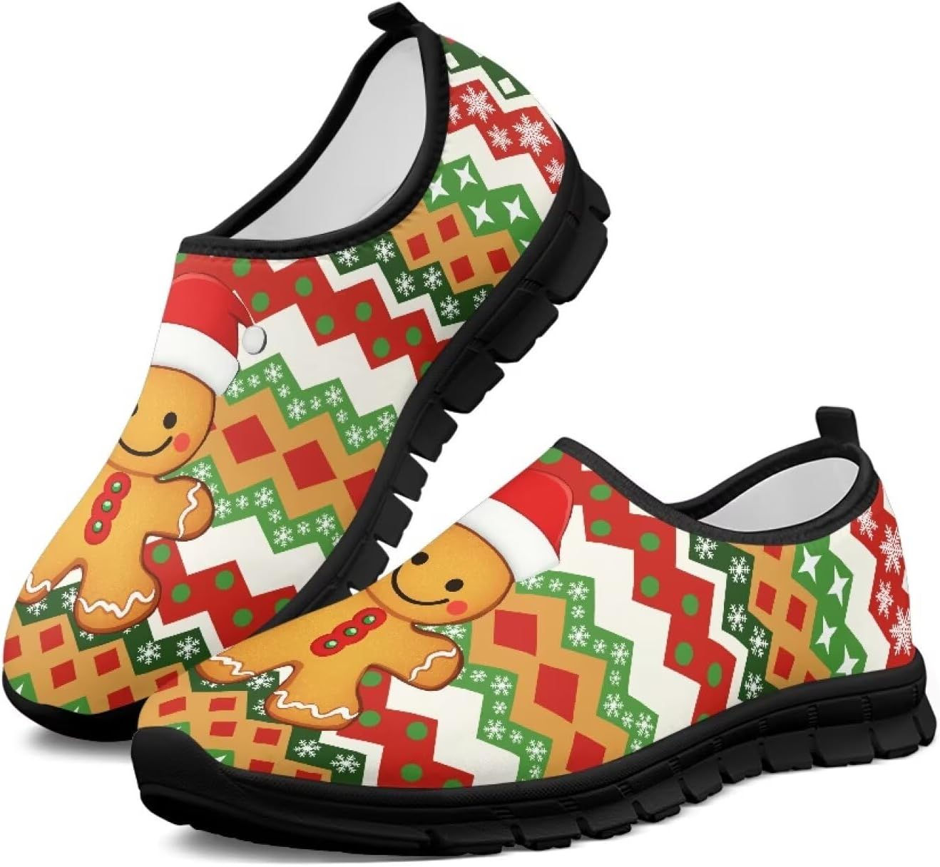 

Рождественские кроссовки для женщин для бега по дороге, ходьбы и тенниса, дышащие легкие обувь, подарок для семьи Chririnla, Cute Gingerbread Man