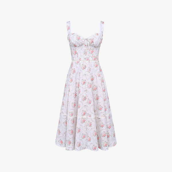 

Платье миди Chiarina из стрейч-хлопка с рюшами House Of Cb, цвет rose print