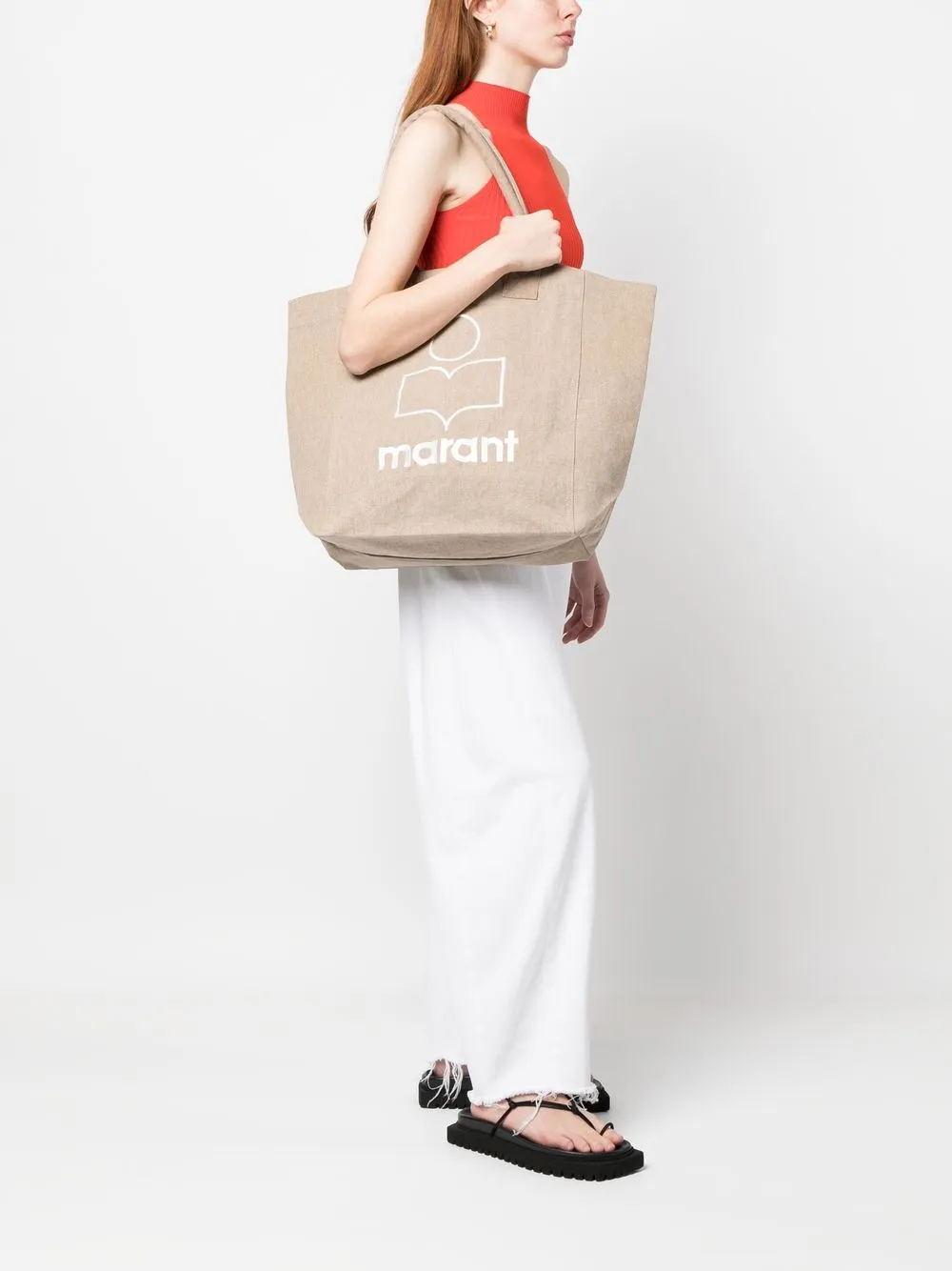 Сумка-тоут Yenky Canvas с логотипом ISABEL MARANT, коричневый — фото 2