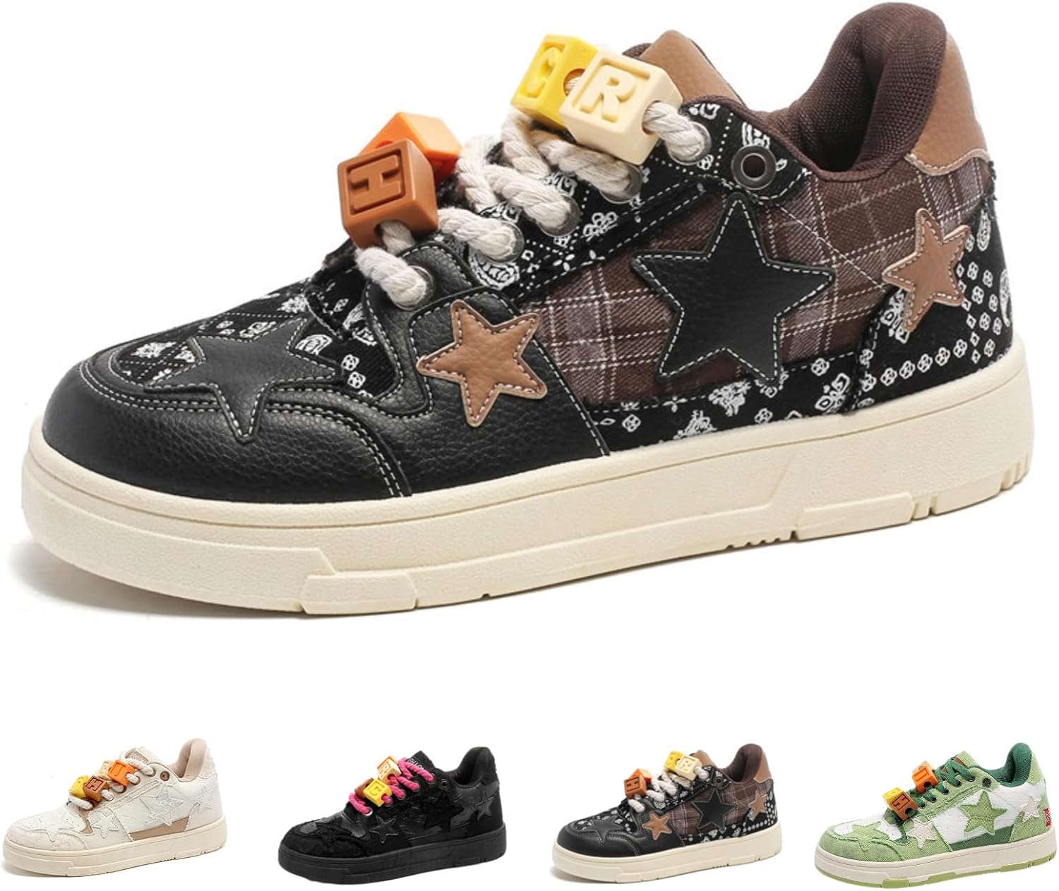 

Мужские кроссовки Cool Star Bricks модные массивные унисекс стильные повседневные эстетичные для скейтборда, прогулок и танцев Acaritouch, черный/коричневый