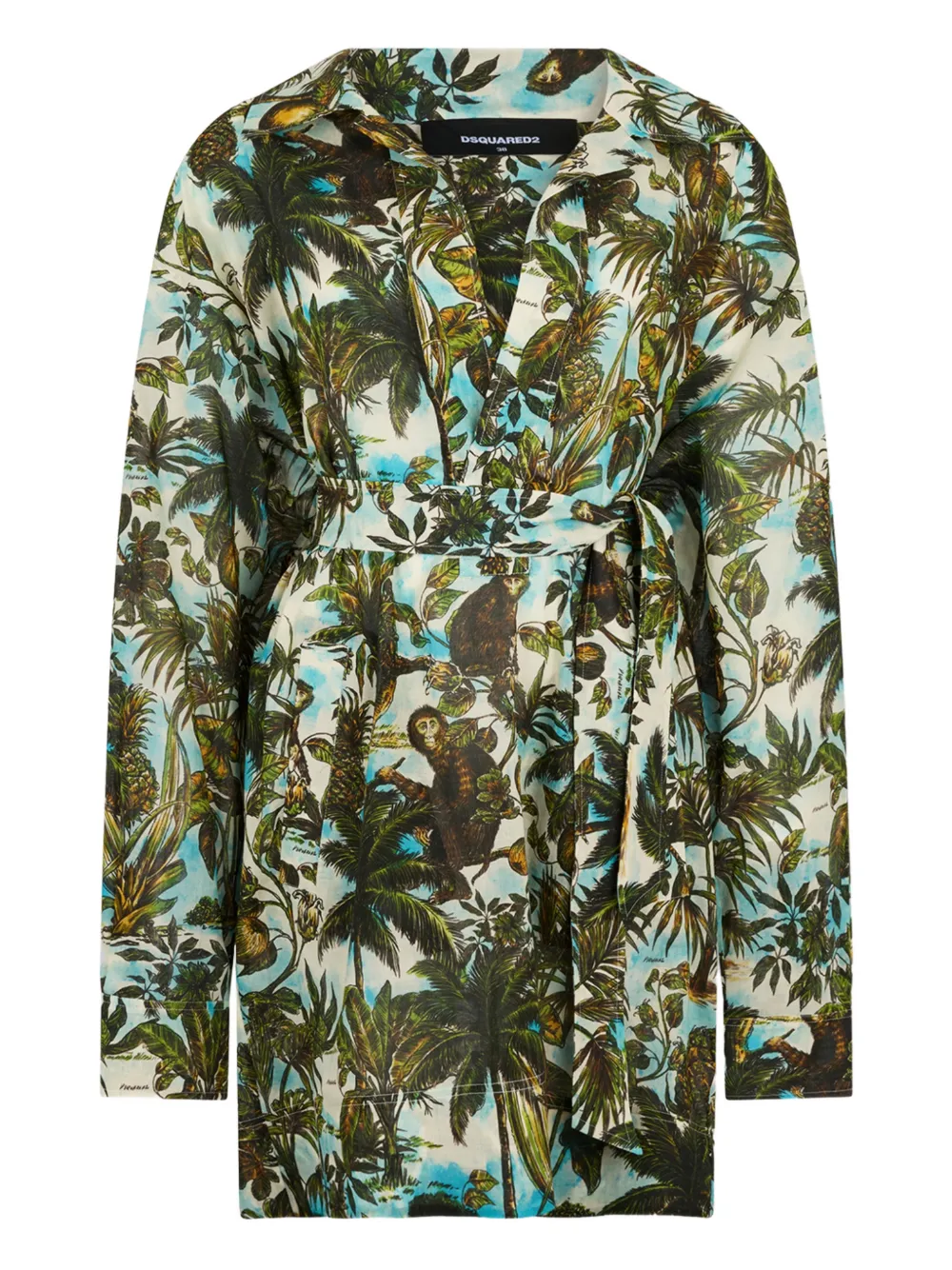 

Платье с графическим принтом "Бизнес обезьян" Dsquared2, зеленый