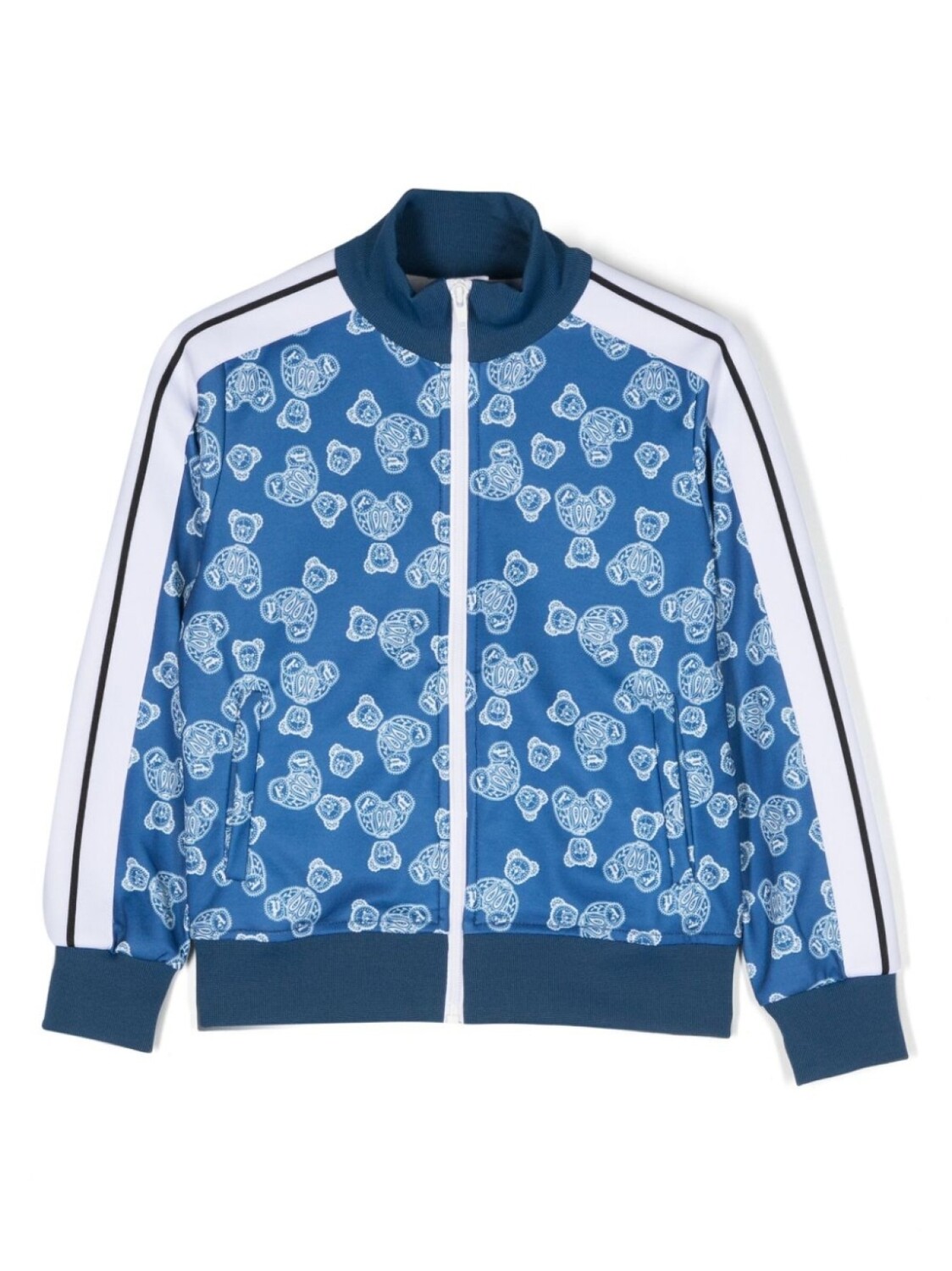 

Palm Angels Kids полосатая куртка с принтом Teddy Bear, синий