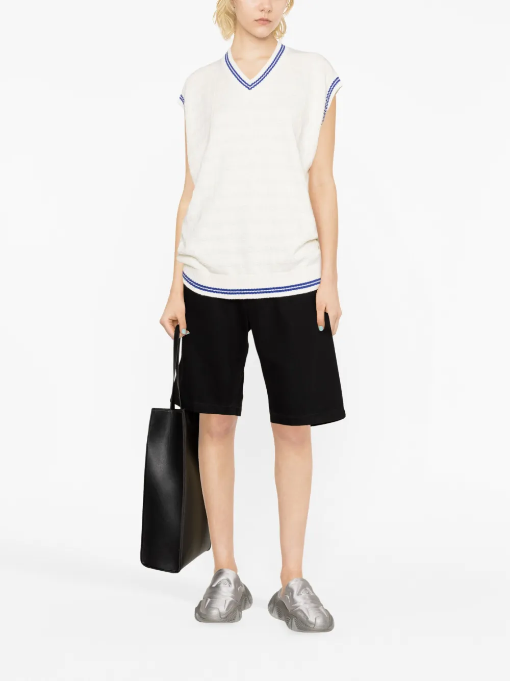 Топ без рукавов с отделкой в полоску Alexander Wang, белый — фото 2