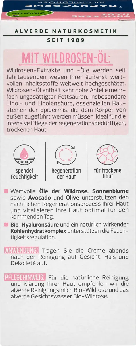 Крем для лица Alverde — Ночной «Дикая роза» NATURKOSMETIK, 50 мл — фото 4