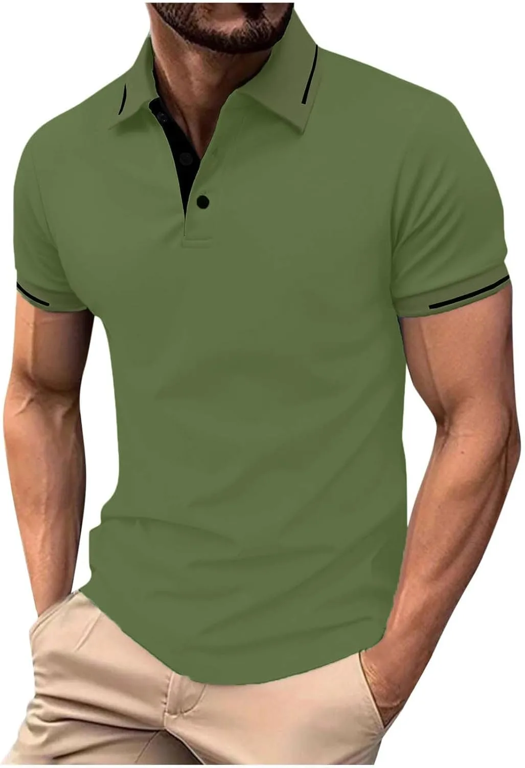 

Мужская футболка для гольфа Casual с коротким рукавом и контрастным воротником