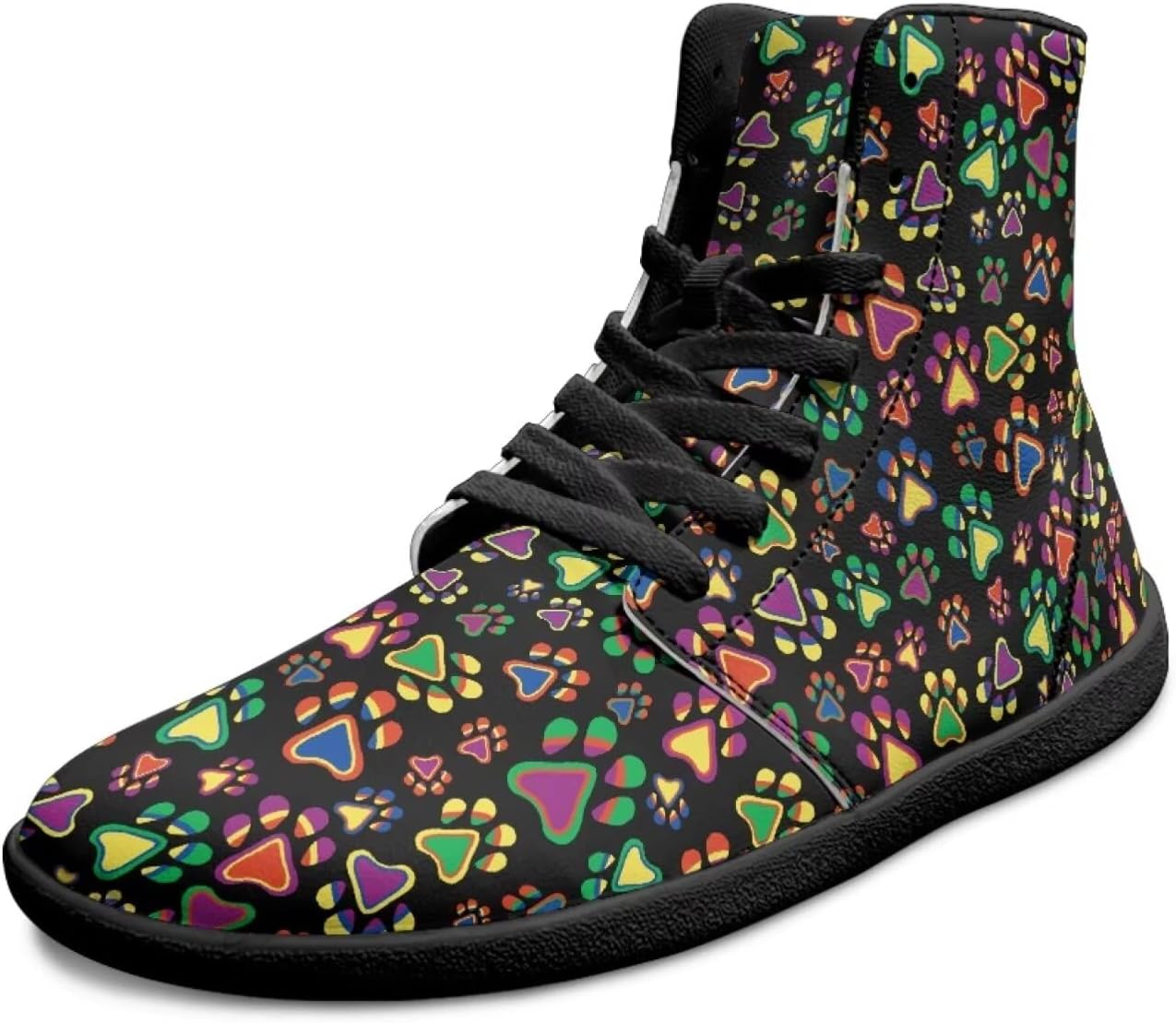 

Мужские широкие высокие кеды «босоного» типа, минималистичная подошва с нулевым перепадом, прогулочные кроссовки, повседневная обувь, кожаные мужские туфли из ПУ Chririnla, Rainbow Dog Paw