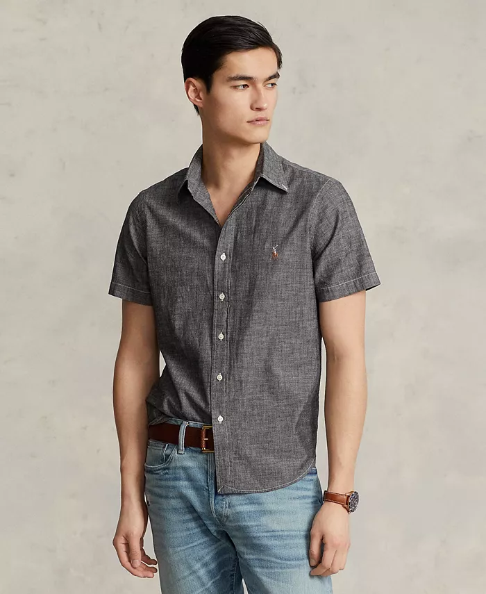

Мужская классическая рубашка из шамбре Polo Ralph Lauren, серый