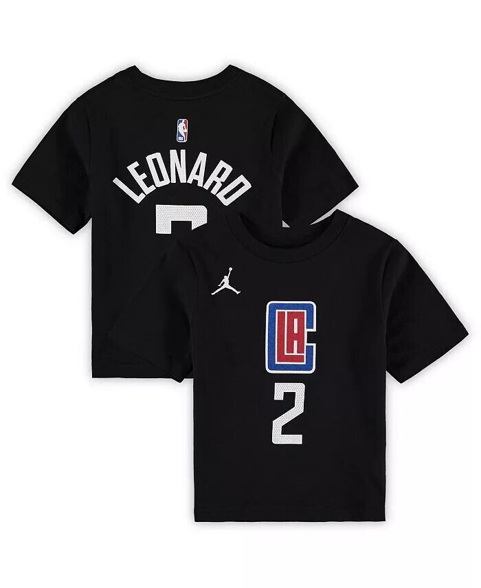 

Черная футболка LA Clippers Statement Edition для мальчиков и девочек дошкольного возраста Kawhi Leonard с именем и номером Jordan